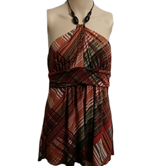 Iz Byer Tops - IZ BYER Silky Beaded Halter Blouse